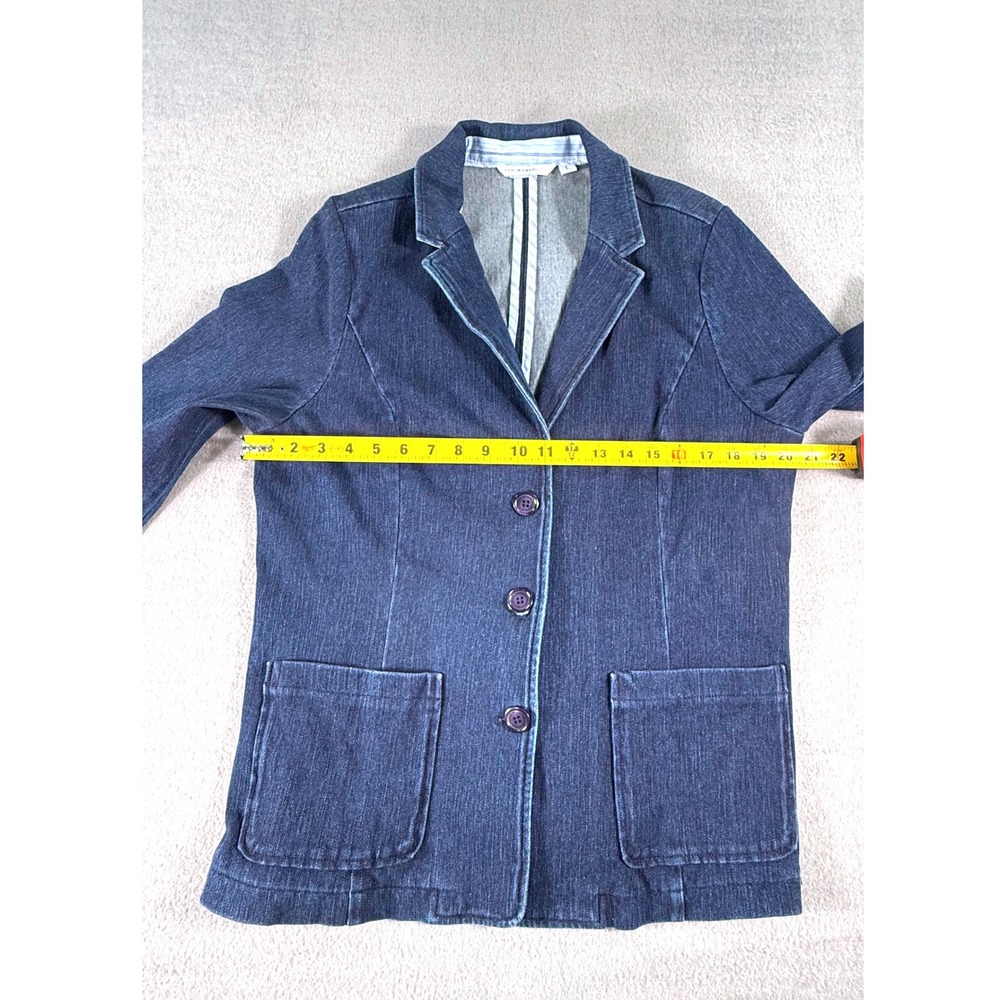 Isaac Mizrahi Live Stretch Denim Blazer Jacket Women's L Blue QVC Minimalist - Picture 6 of 10